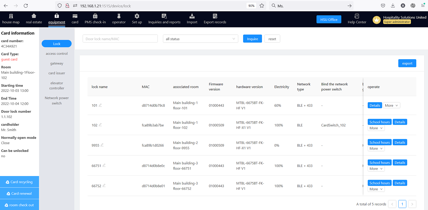 HSU HTLock software - setting up equipment, locks