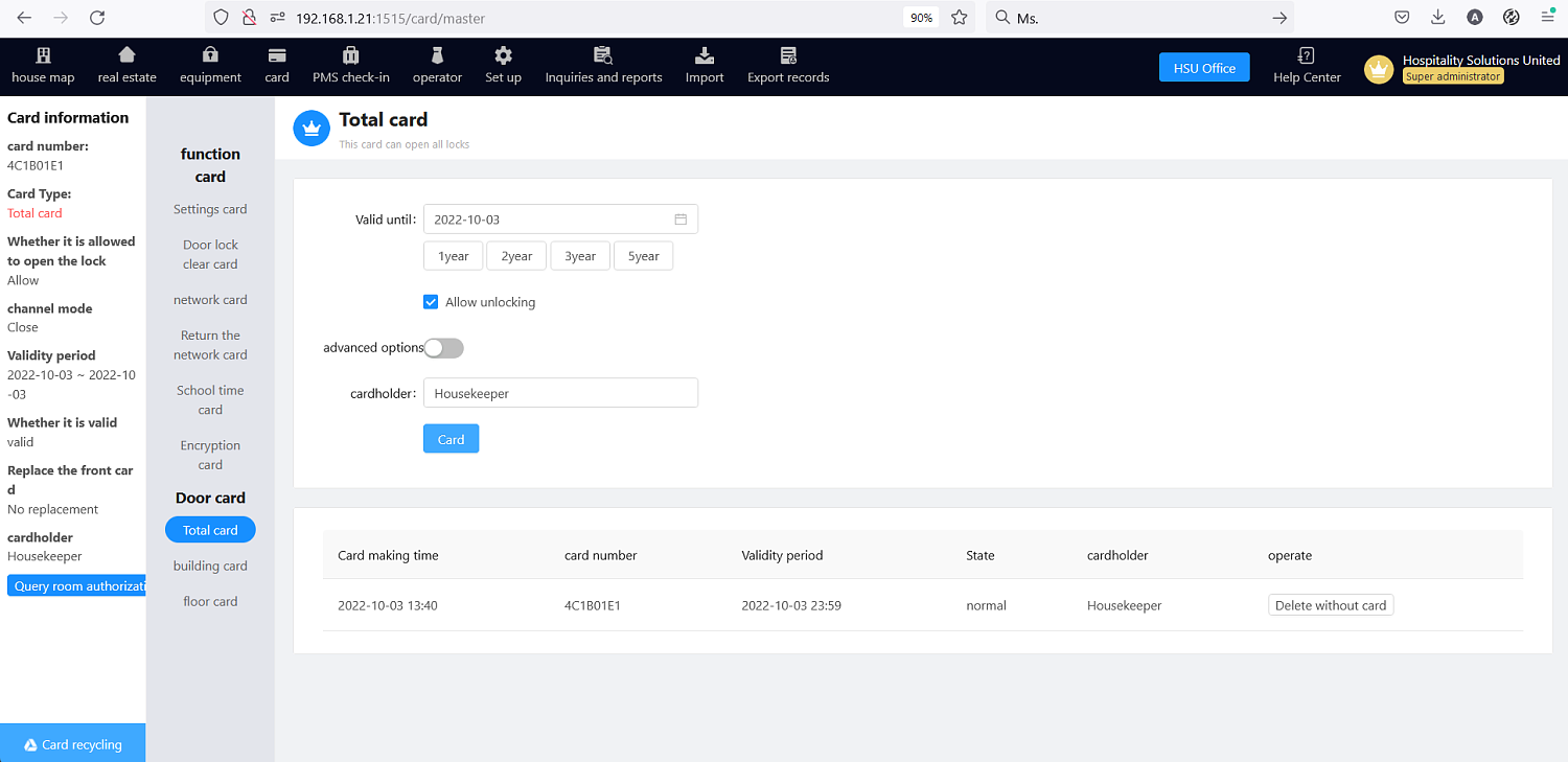 HSU HTLock Software - master card issuing