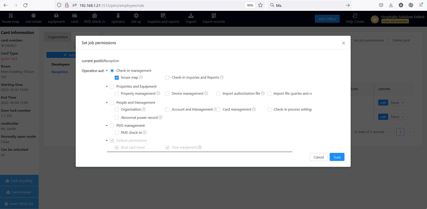HSU HTLock software - providing access rights